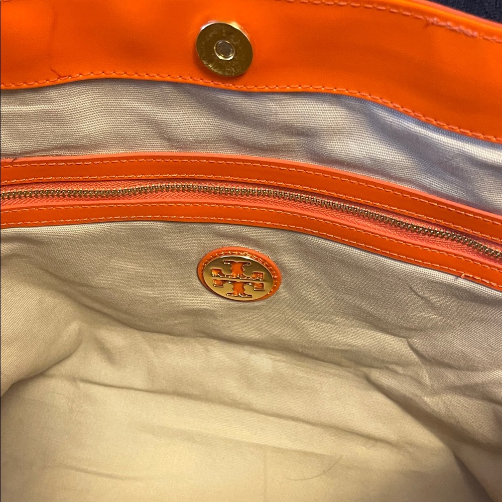 Tory Burch Vibrant Orange Floral Tote - Picture 9 of 9